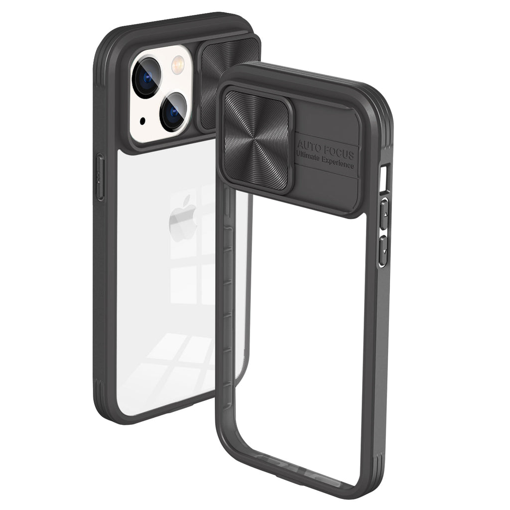Full Protection With Mobile Phone Protective Film Slide Camera Lens Phone Case For Iphone 14 Plus In Black