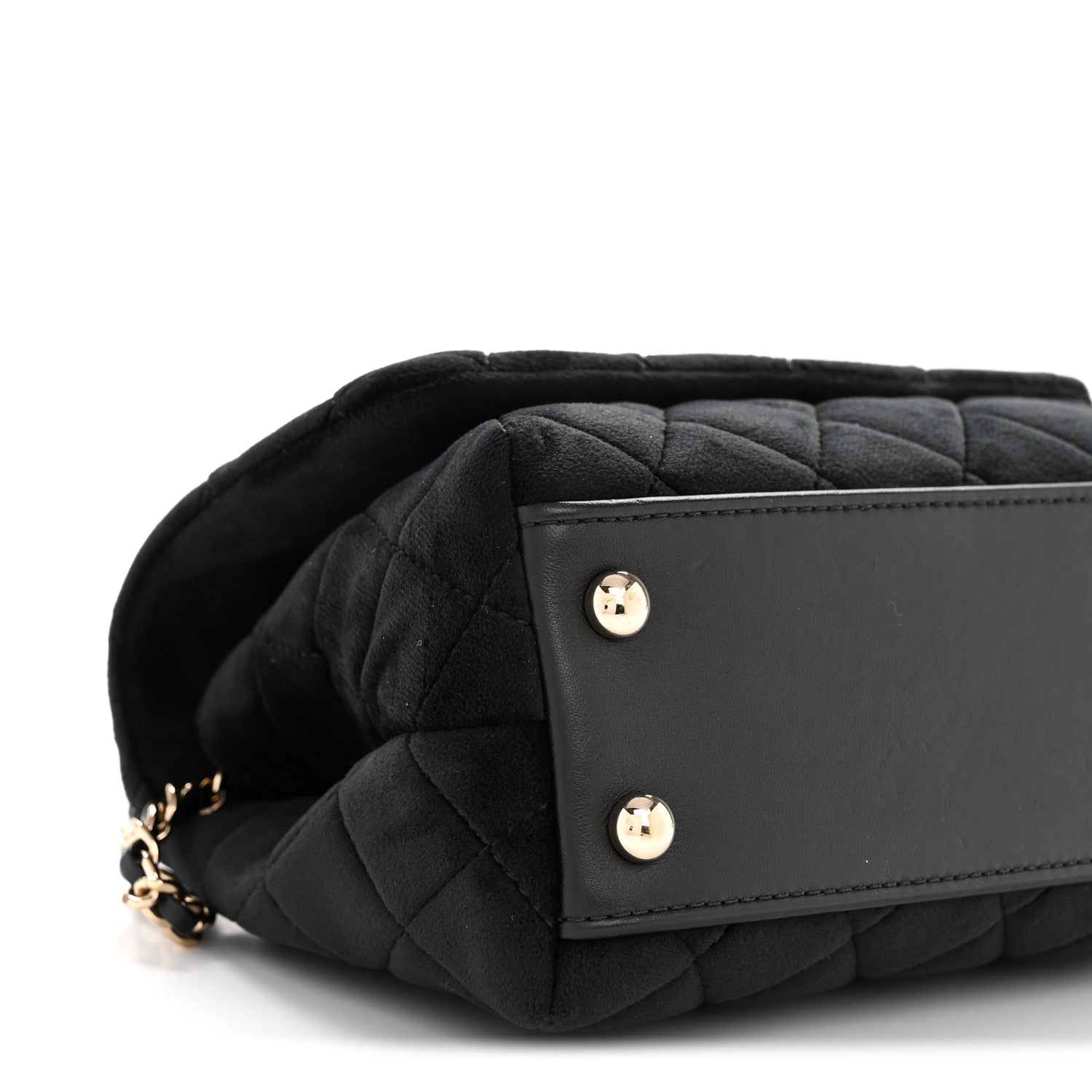 Velvet Crystal Quilted Extra Mini Coco Handle Flap Black