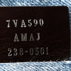 Denim Lavato Vitello King Logo Embroidered Frayed Tote Denim Chiaro Cuoio