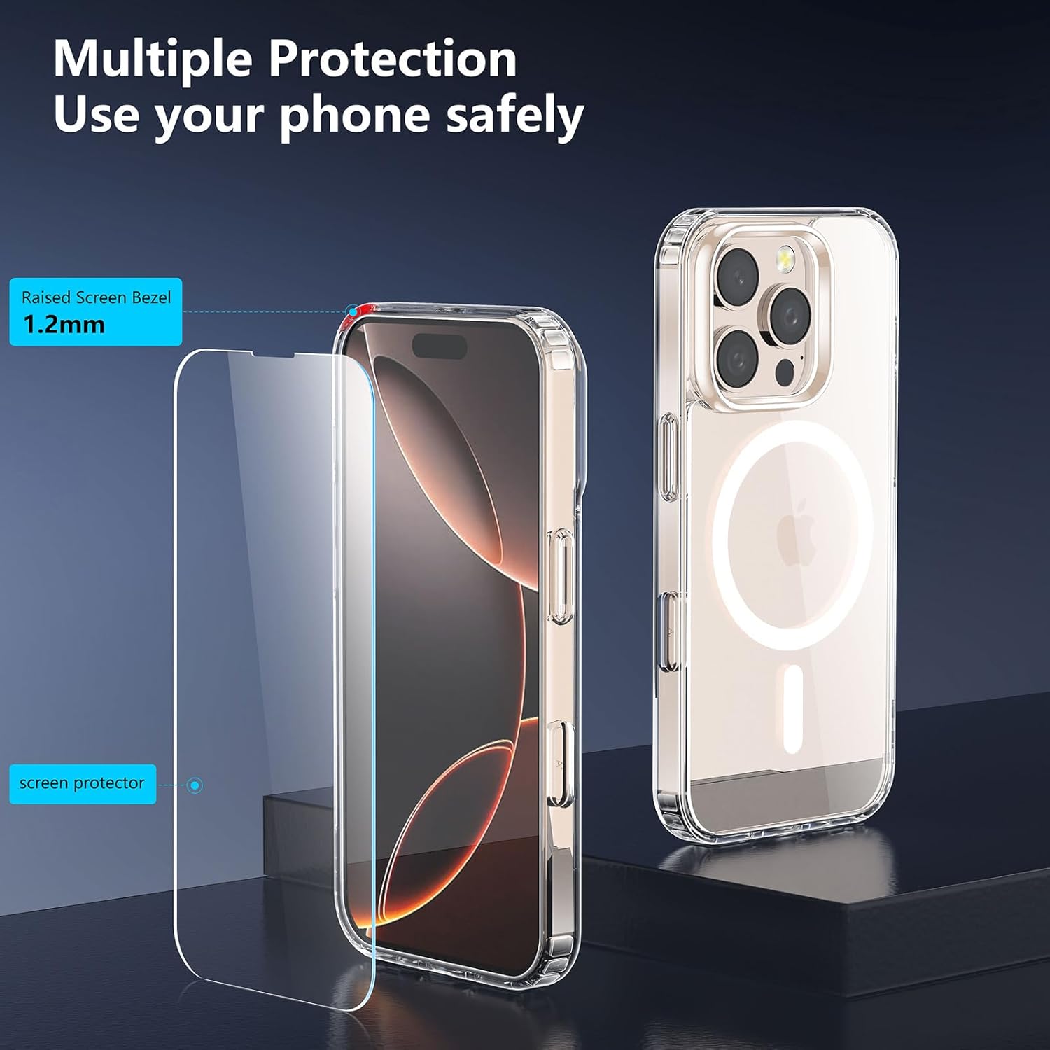 Entronix Bundle Compatible with iPhone 16 Pro Max - [Magnetic] Clear Case, 2 Clear Screen Protectors & 2 Camera Lens Protectors