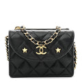 Caviar Quilted Clutch With Chain Black