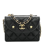 Caviar Quilted Clutch With Chain Black