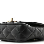 Lambskin Resin Quilted Mini Heart Square Flap Black