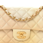 Metallic Goatskin Quilted Mini Rectangular Flap Gold