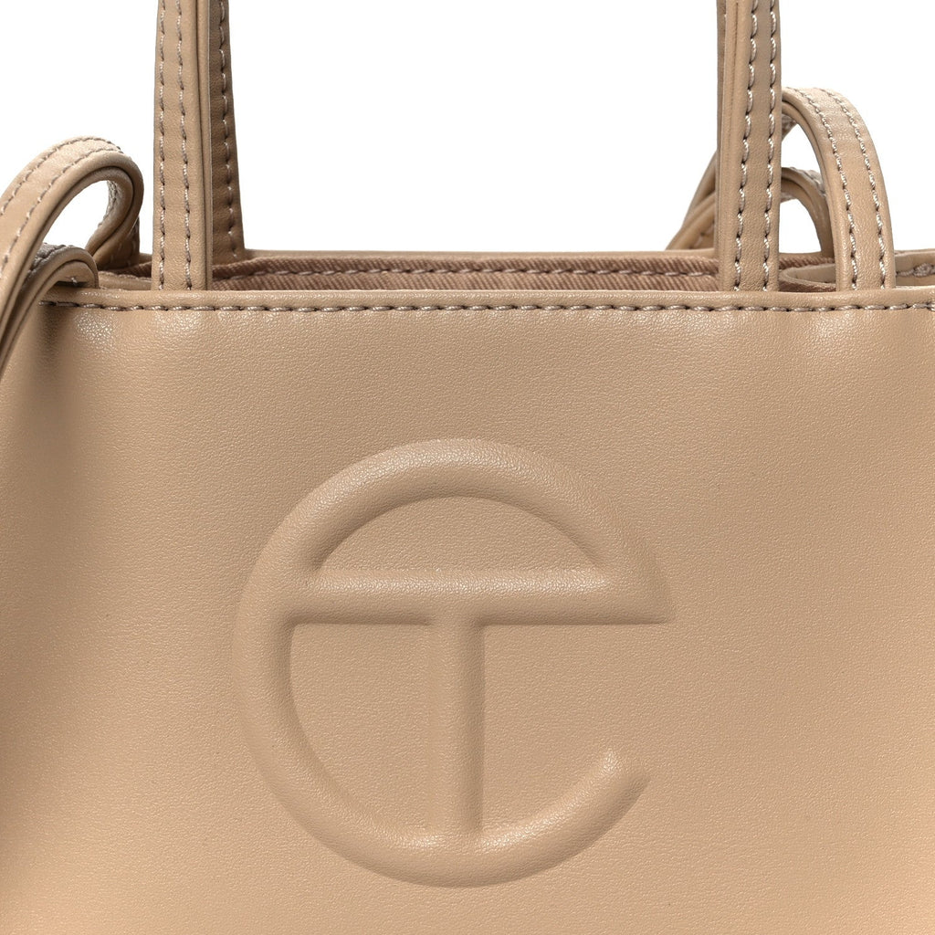 Vegan Leather Small Shopping Bag Cream