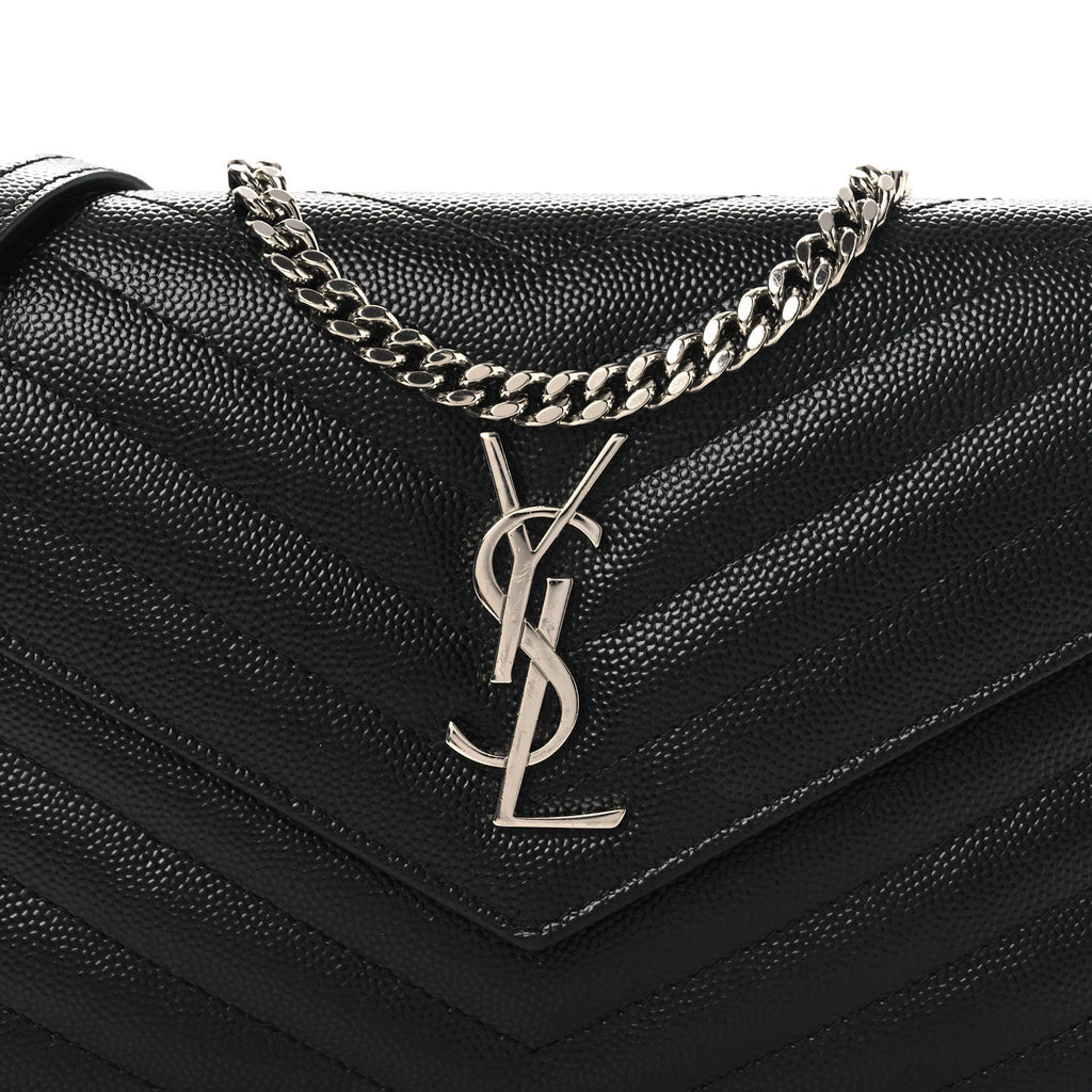 Grain De Poudre Matelasse Chevron Monogram Chain Wallet Black