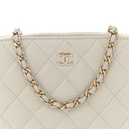 Caviar Quilted Classic Clutch With Chain Light Grey