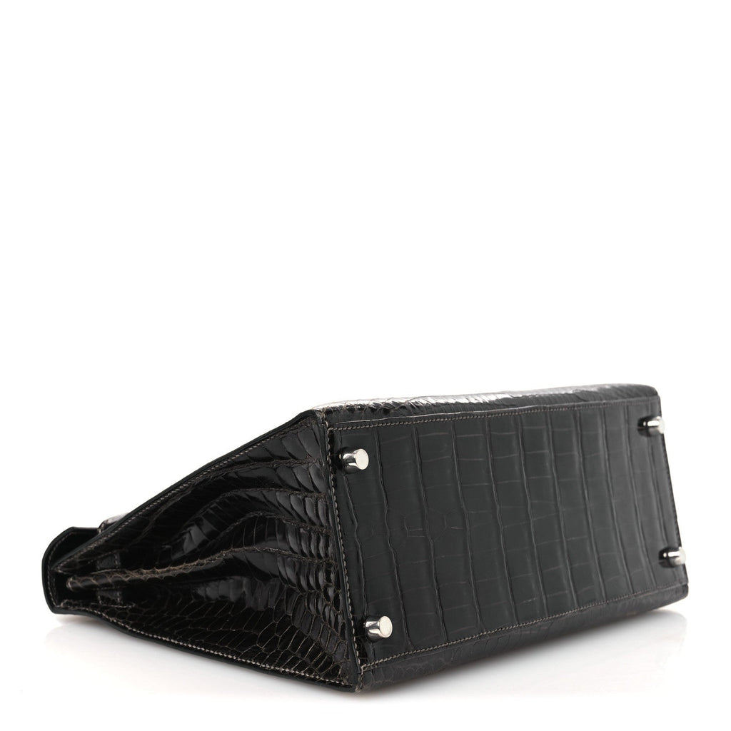Shiny Porosus Crocodile Kelly Sellier 28 Gris Elephant