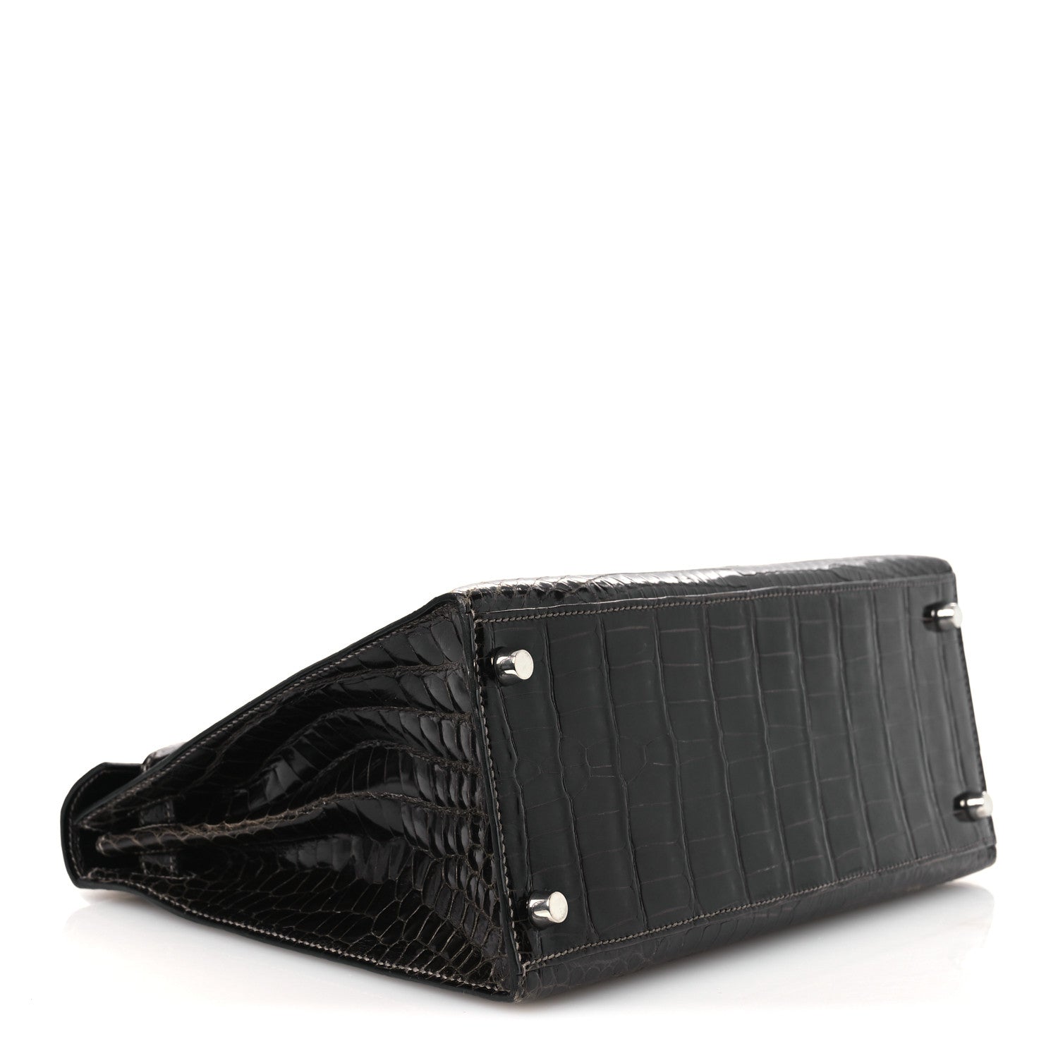 Shiny Porosus Crocodile Kelly Sellier 28 Gris Elephant