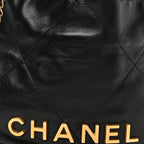 Shiny Calfskin Quilted Mini Chanel 22 Black