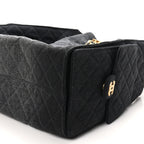 Washed Denim Quilted Medium Chanel 25 Handbag Black