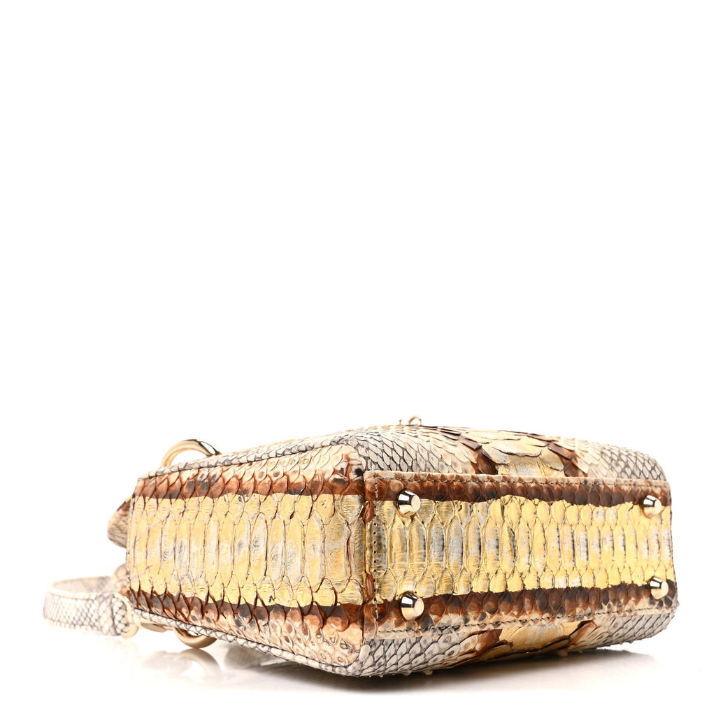 Snakeskin Mini Lady Dior Beige Gold