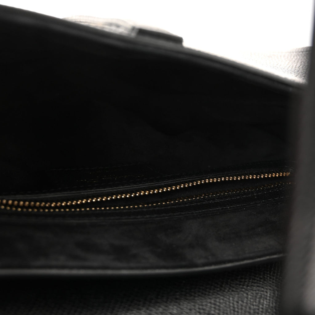 Grained Calfskin Saddle Bag With Strap Black
