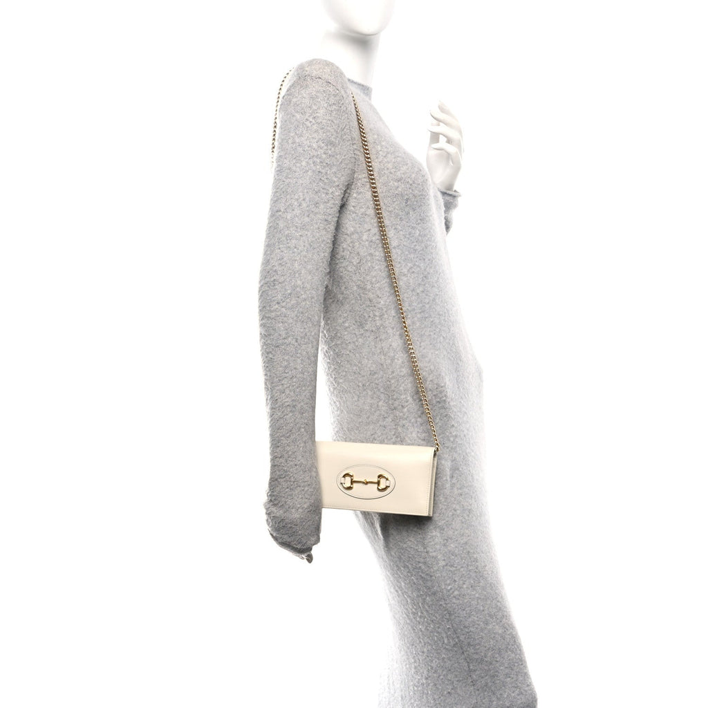Boarded Plutone Calfskin Horsebit 1955 Wallet On Chain Mystic White