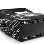 Cotton Canvas Calfskin Logo Print Navy Cabas XS Black White