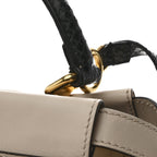 Vitello Seta Snakeskin Monster Eyes Medium Peekaboo Iconic Satchel  Amido Sand Black