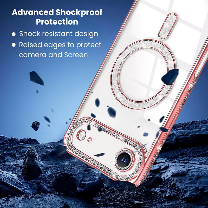 Entronix [Magnetic] Case Compatible with iPhone 17 Air - [Clear Back] Luxury Diamonds