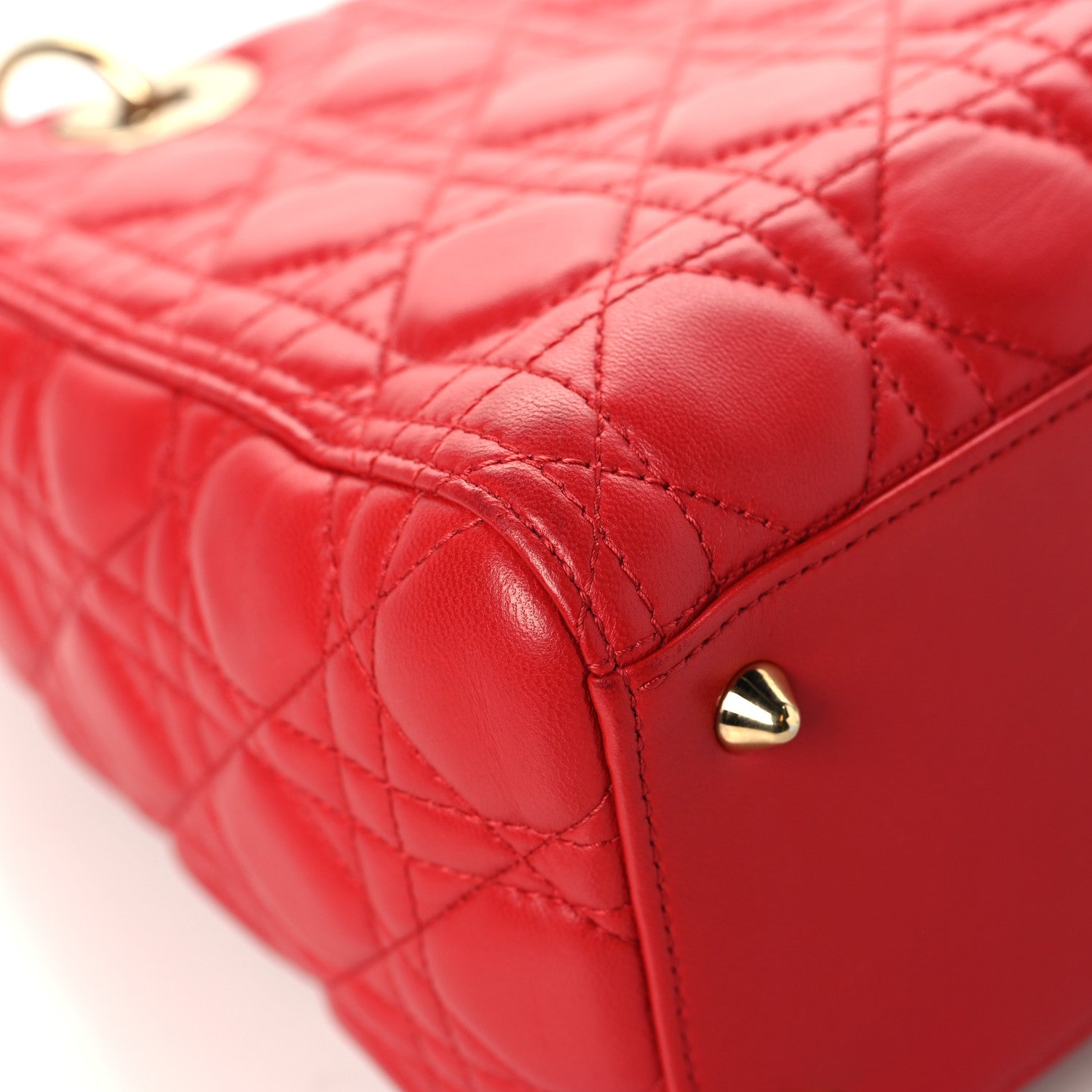 Lambskin Cannage Medium Lady Dior Red