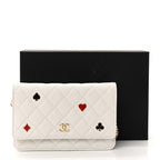 Caviar Quilted Enamel Coco Casino Wallet On Chain WOC White