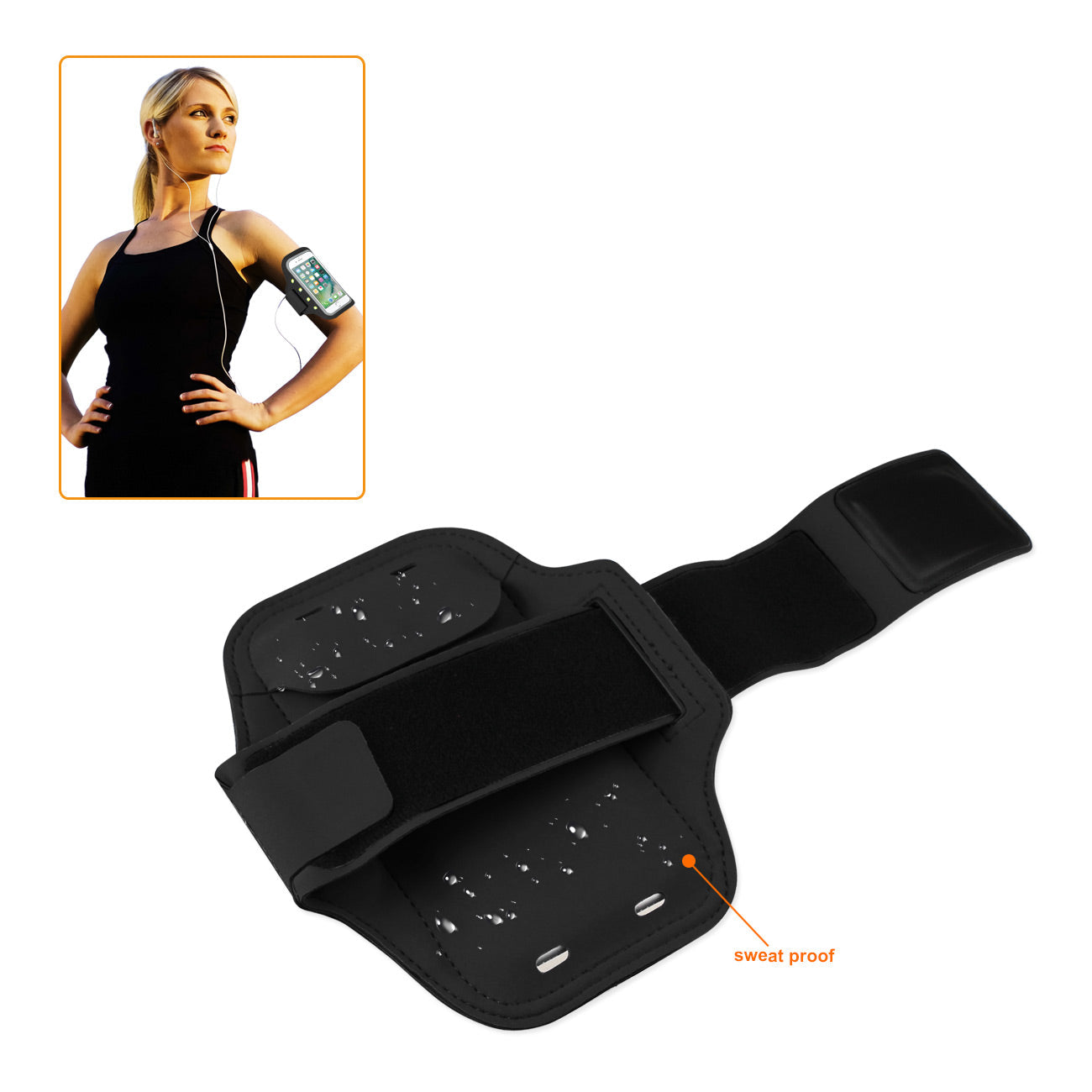 Reiko Running Sports Armband For Iphone 7/ 6/ 6S Or 5 Inches Device With Led In Black (5X5 Inches)