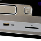 3-Speed Vinyl Turntable Home Stereo System with CD Player, FM Radio, Bluetooth, USB/SD Recording and Wired Shelf Speakers