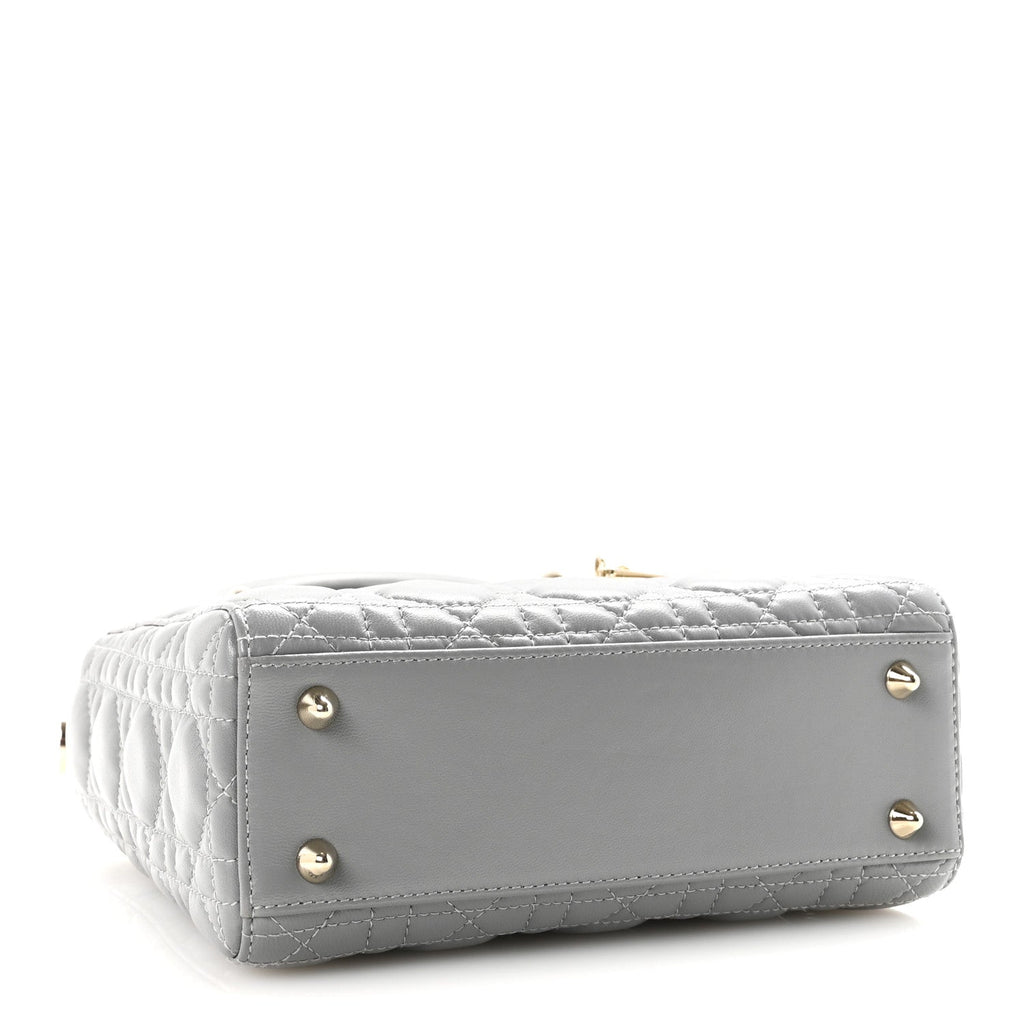 Lambskin Cannage Small My Lucky Badges My Lady Dior Grey