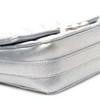 Metallic Lambskin Quilted Mini Maxi CC Flap Argent