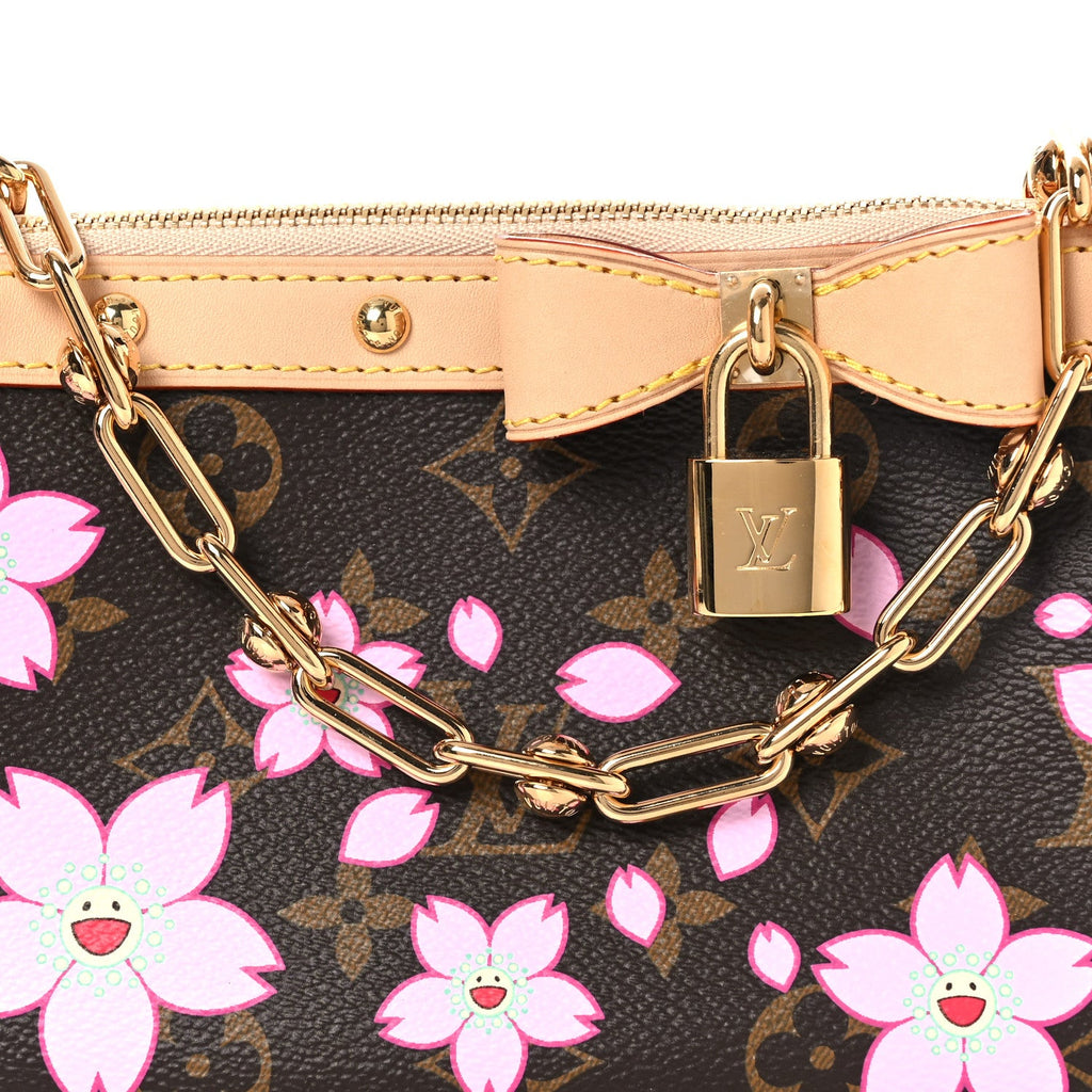 LV X TM Monogram Cherry Blossom Pochette Accessories Sakura Brown