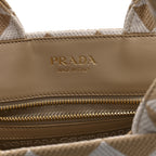 Jacquard Saffiano Triangolo Symbole Embroidered Small Tote Corda Talco