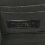 Tweed Quilted Kiss Lock Clutch Black