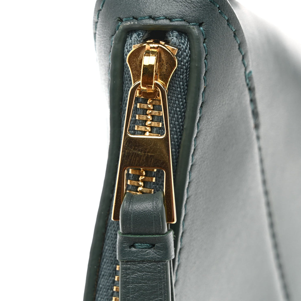 Shiny Calfskin Puzzle Fold Pouch Vetiver