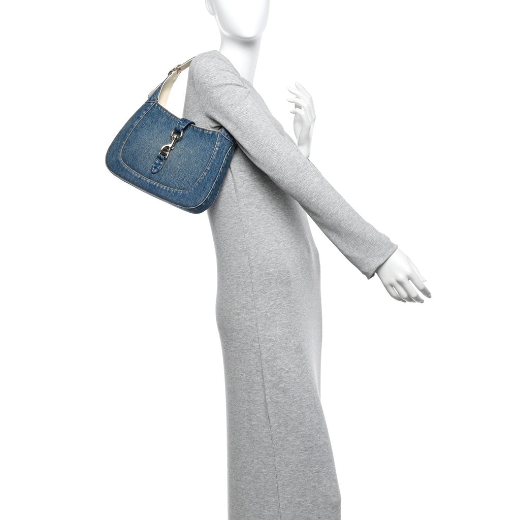Denim Small Jackie Shoulder Bag Blue Denim