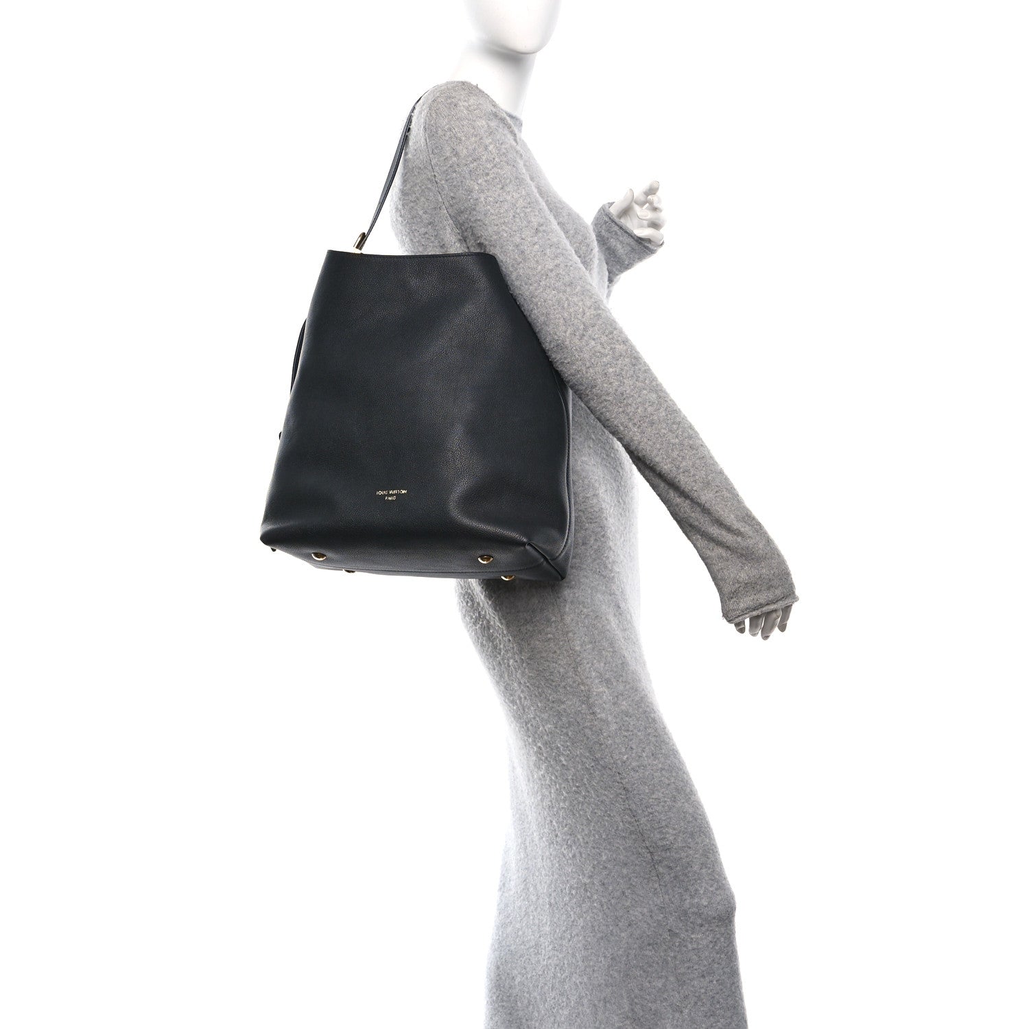 Grained Calfskin Low Key Hobo MM Black