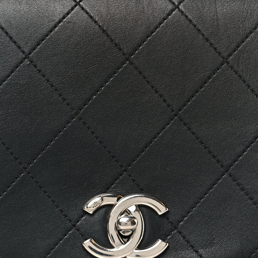 Calfskin Stitched Small Ring My Bag Flap Crossbody Bag Black