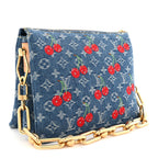 LV X TM Monogram Denim Cerises Coussin PM Blue