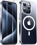Entronix Bundle Compatible with iPhone 15 Pro - [Magnetic] Clear Case & 2 Clear Screen Protectors