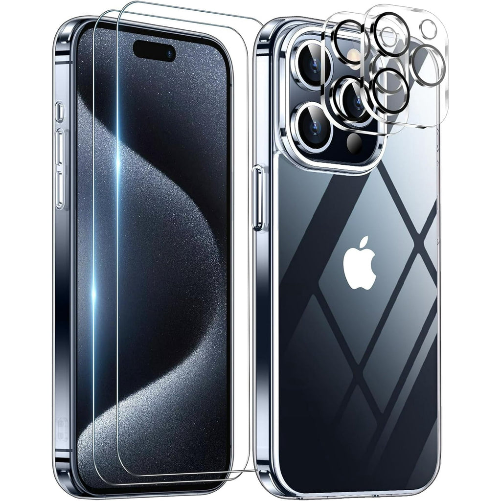 Entronix Bundle Compatible with iPhone 11 Pro Max - [Hard] Clear Case, 2 Clear Screen Protector & 2 Camera Lens Protectors