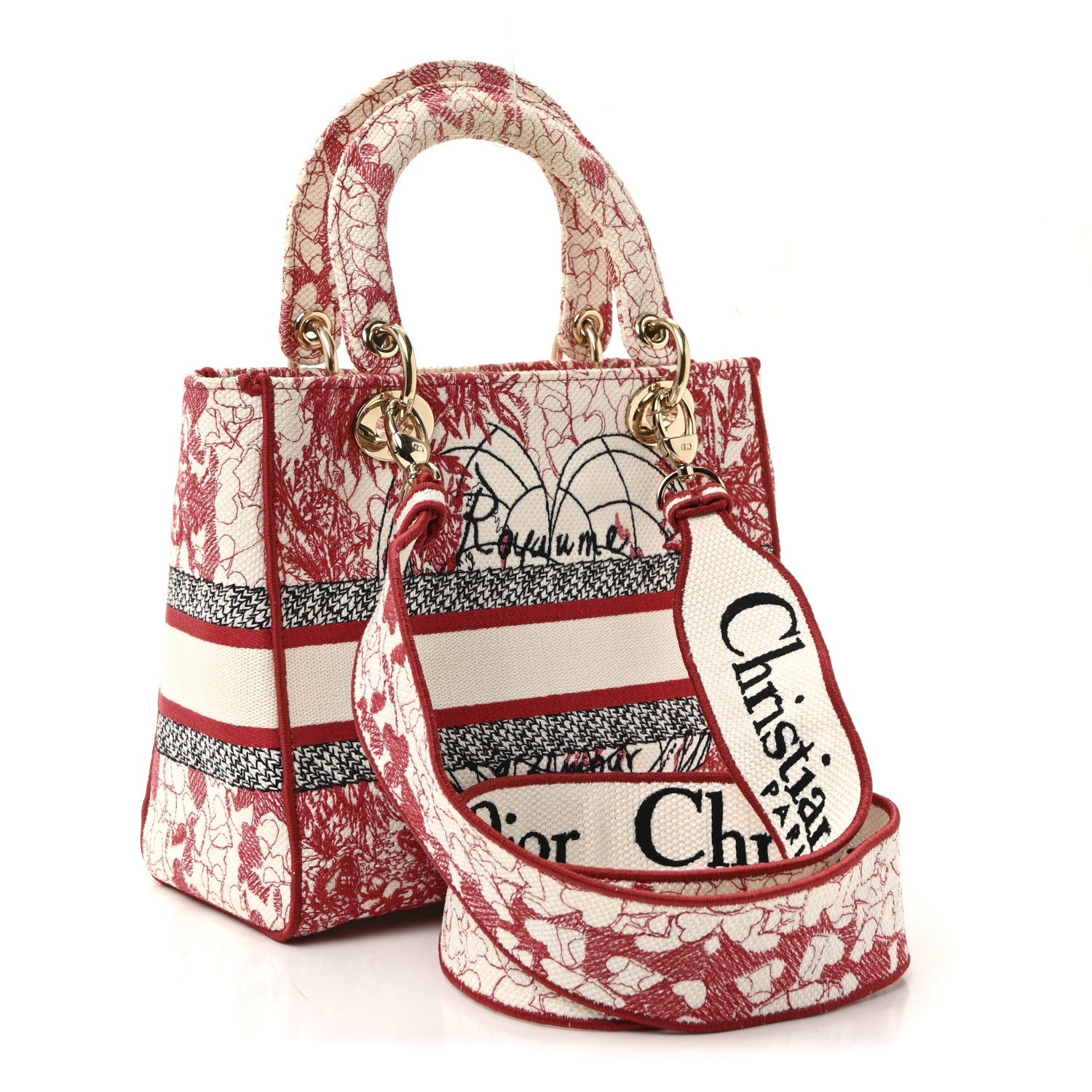 Canvas Embroidered Medium Dioramour D-Royaume Lady D-Lite Red Multicolor