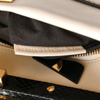 Vitello Seta Snakeskin Monster Eyes Medium Peekaboo Iconic Satchel  Amido Sand Black