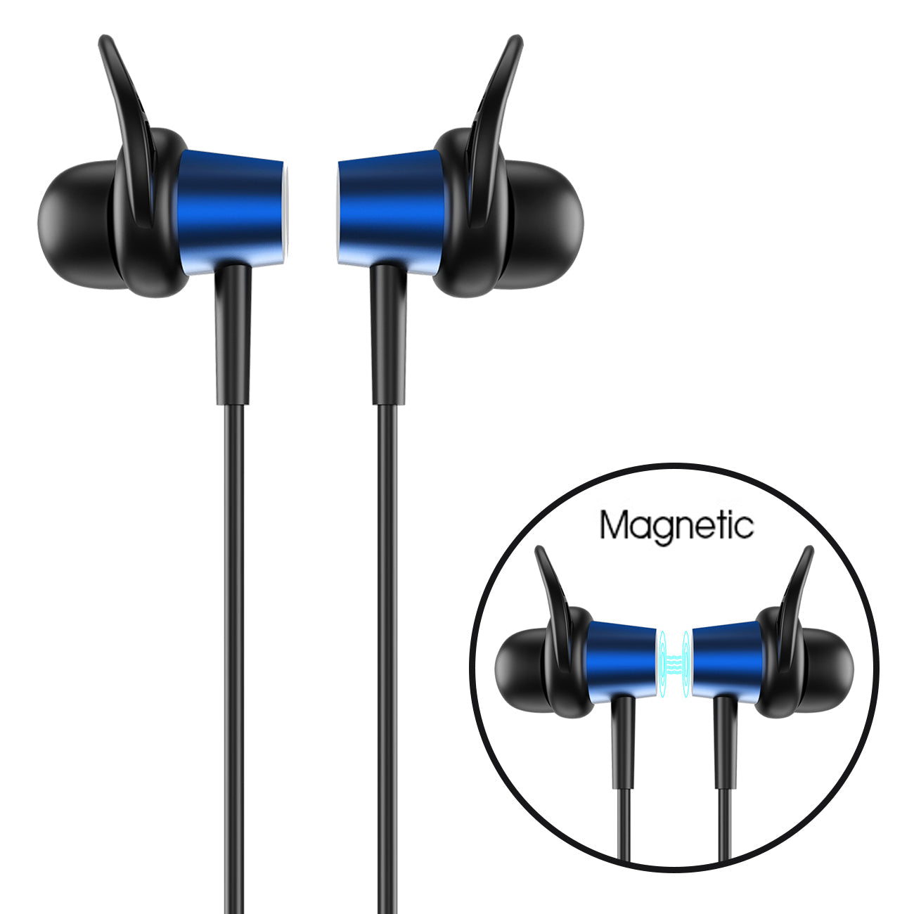 Magnetic Bluetooth Earphone Headset With Mic In Navy