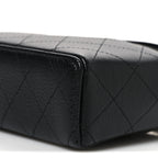 Goatskin Quilted Top Handle Slim Vanity With Chain Black