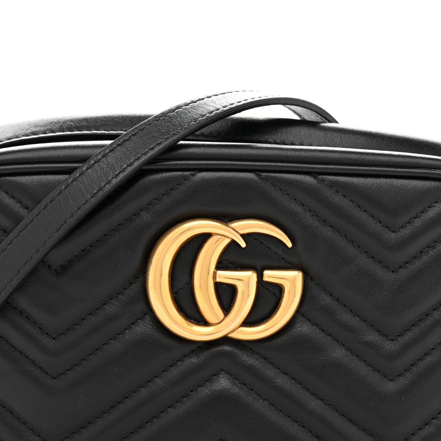 Calfskin Matelasse Small GG Marmont Chain Shoulder Bag Black