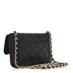 Caviar Fabric Graffiti Foldable Tote Bag With Chain Black Multicolor