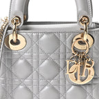 Lambskin Cannage Mini Lady Dior Gray Opaline