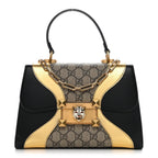 GG Supreme Monogram Small Osiride Top Handle Bag Black Gold