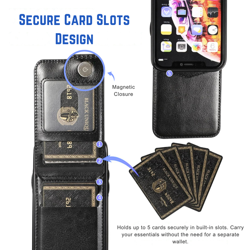 Entronix Case Compatible with iPhone 17 - [6 Slot Card Holder] Slim Leather Wallet