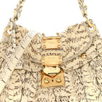 Snakeskin Small Matelasse Coffer Hobo Beige