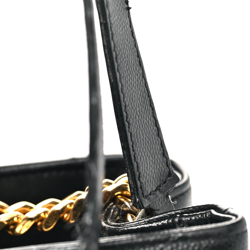 Grain De Poudre Matelasse Chevron Monogram Shopping Bag Black