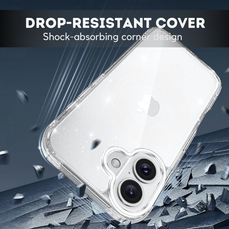 Entronix Bundle Compatible with iPhone 17 - [Hard] Glitter Clear Case, 1 Clear Screen Protector & 1 Camera Lens Protector