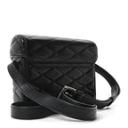 Lambskin Quilted Monogram June Box Bag  Black